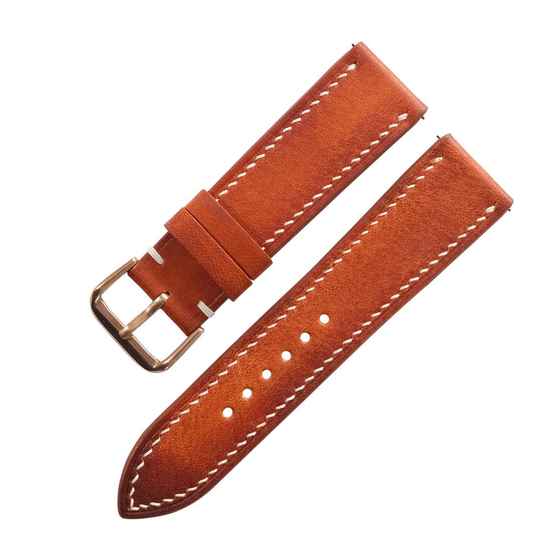 British Tan Patina Leather Watch Strap - Handmade