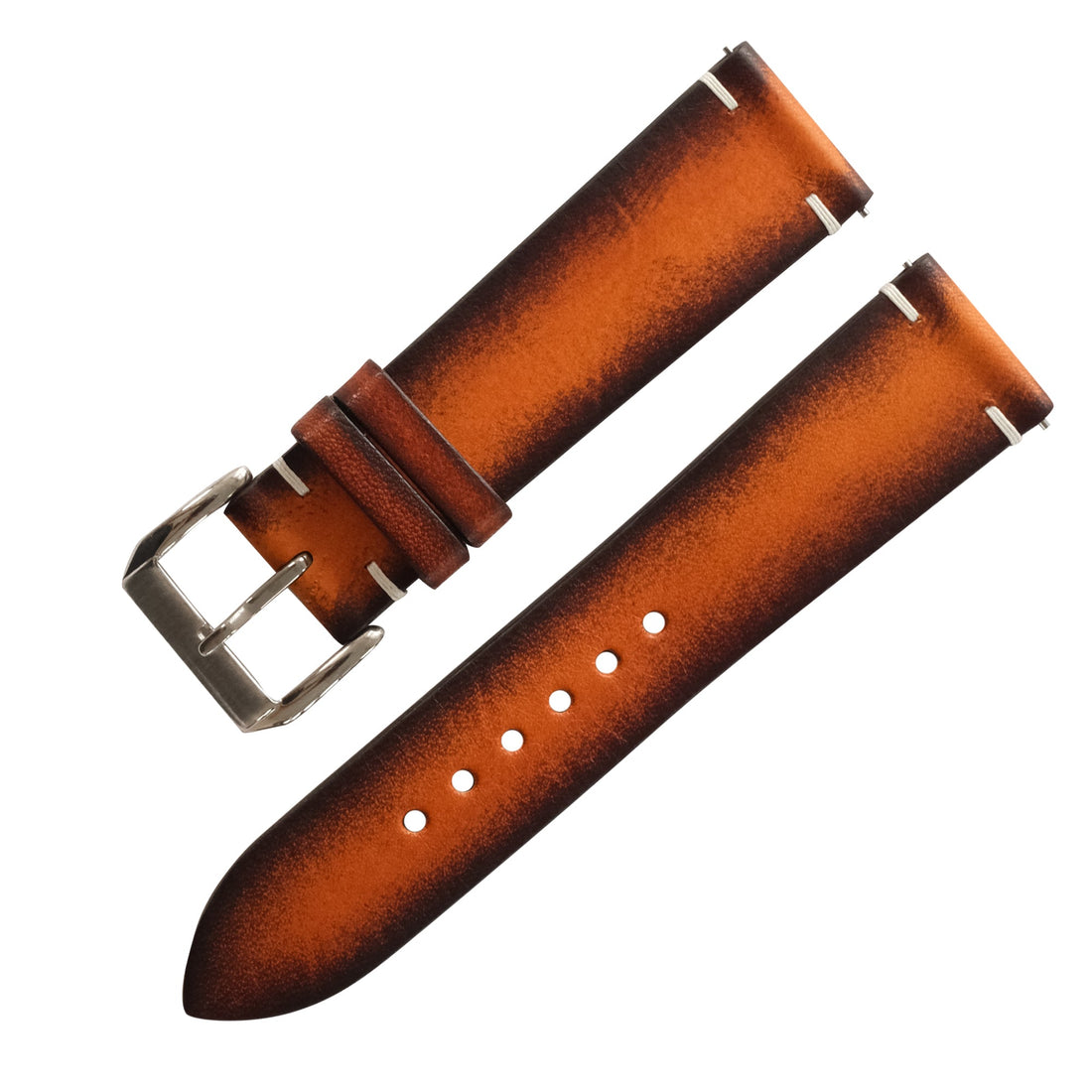 Brown Coffee Patina Leather Watch Strap - Handmade