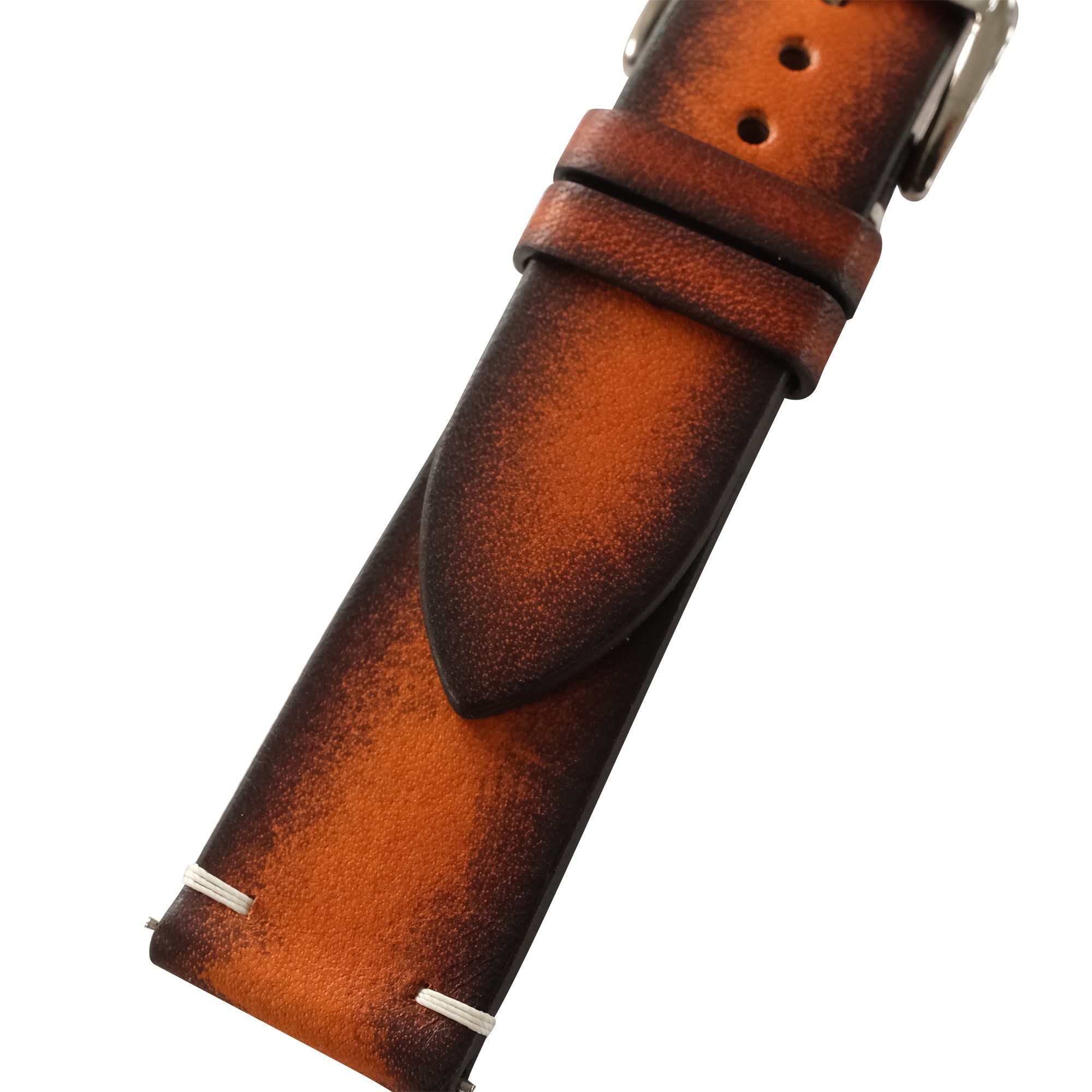 Brown Coffee Patina Leather Watch Strap - Handmade Quick Release Band
