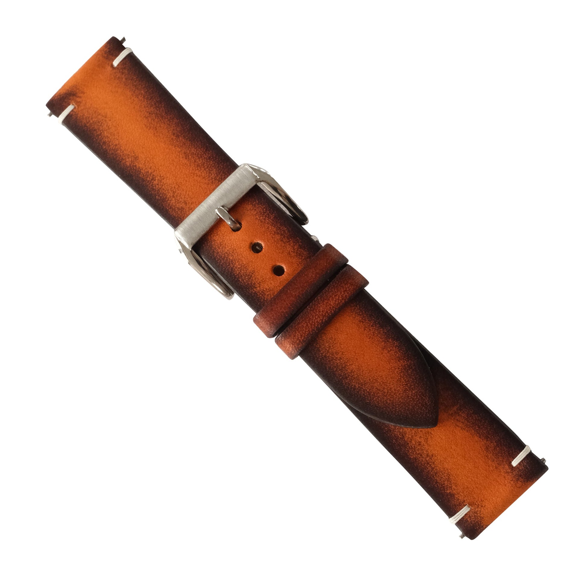 Brown Coffee Patina Leather Watch Strap - Handmade Quick Release Band