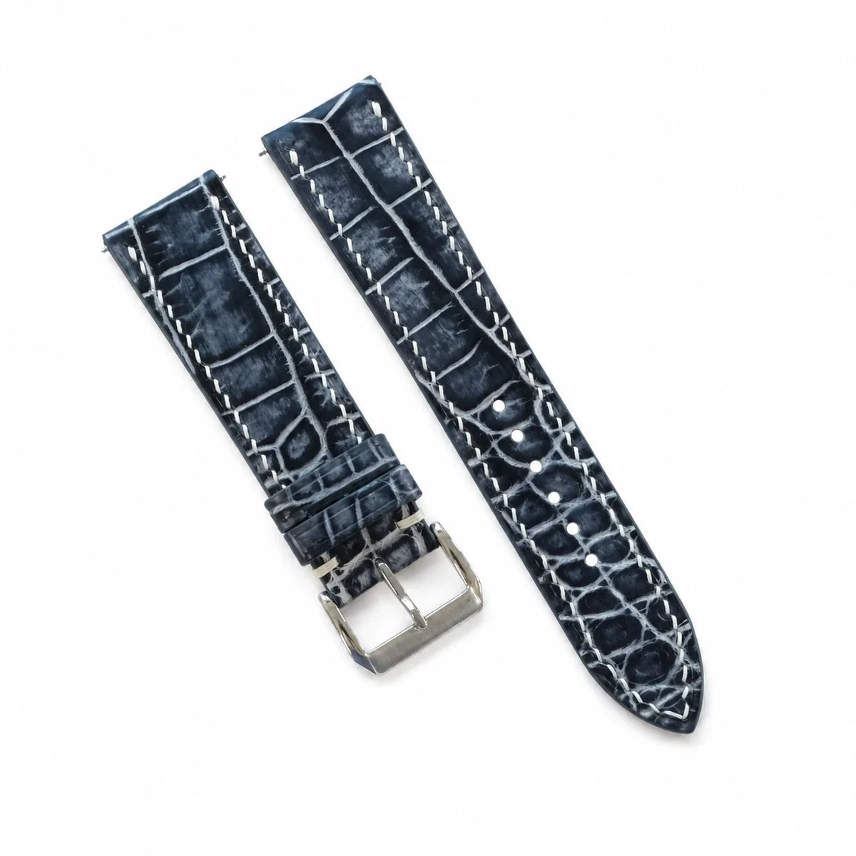 Gray Alligator Leather Watch Strap - Handmade