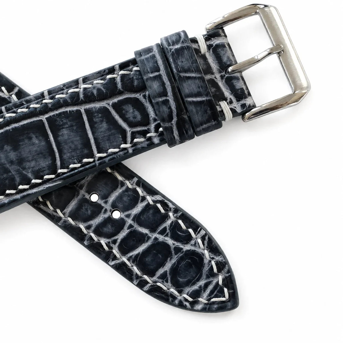 Gray Alligator Leather Watch Strap - Handmade