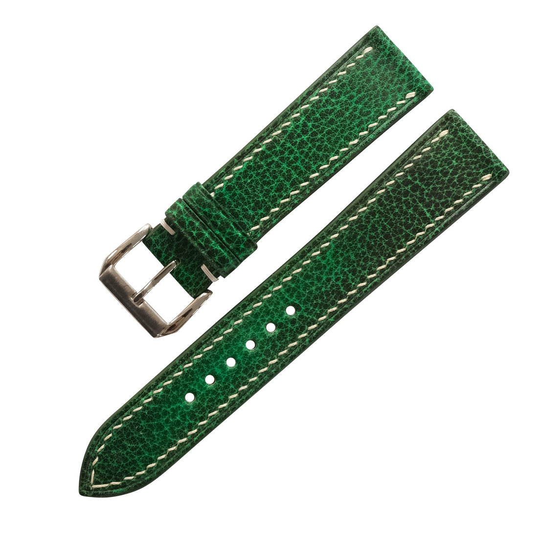 Green Patina Leather Watch Strap - Handmade