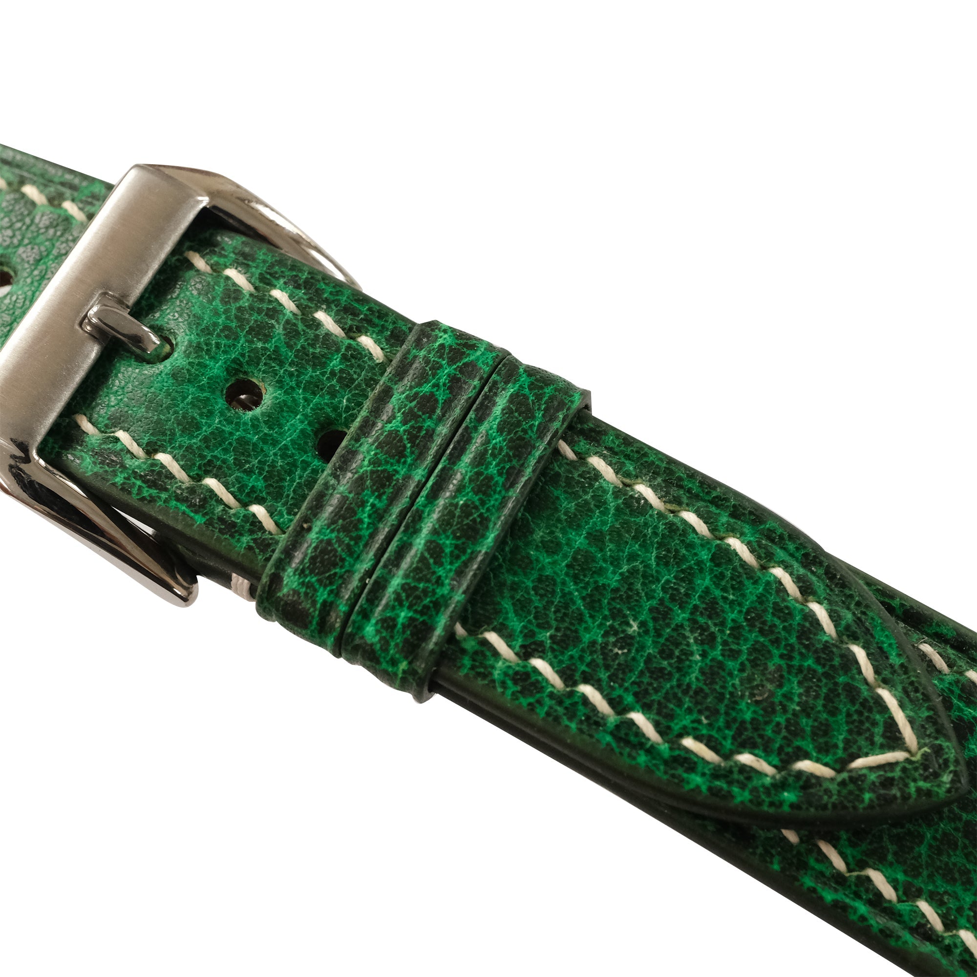 Green Patina Leather Watch Strap - Handmade Quick Release Band