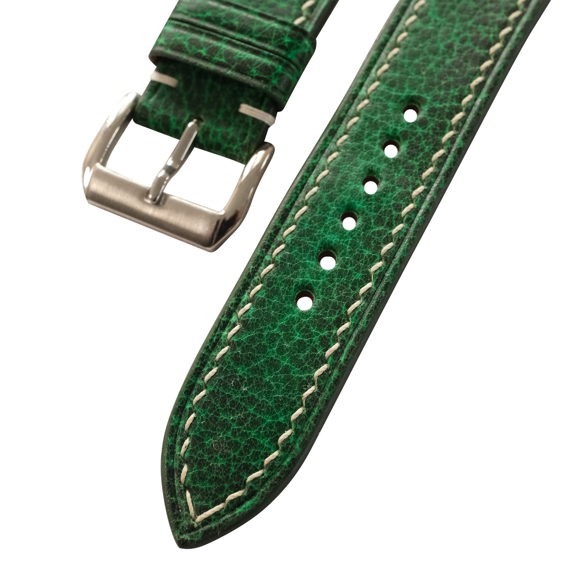 Green Patina Leather Watch Strap - Handmade Quick Release Band