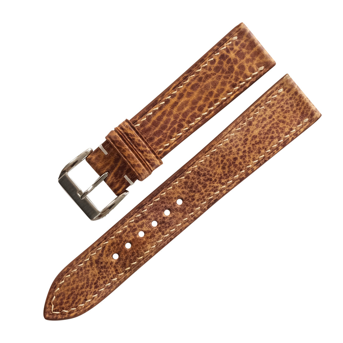 Saddle Brown Patina Leather Watch Strap - Handmade