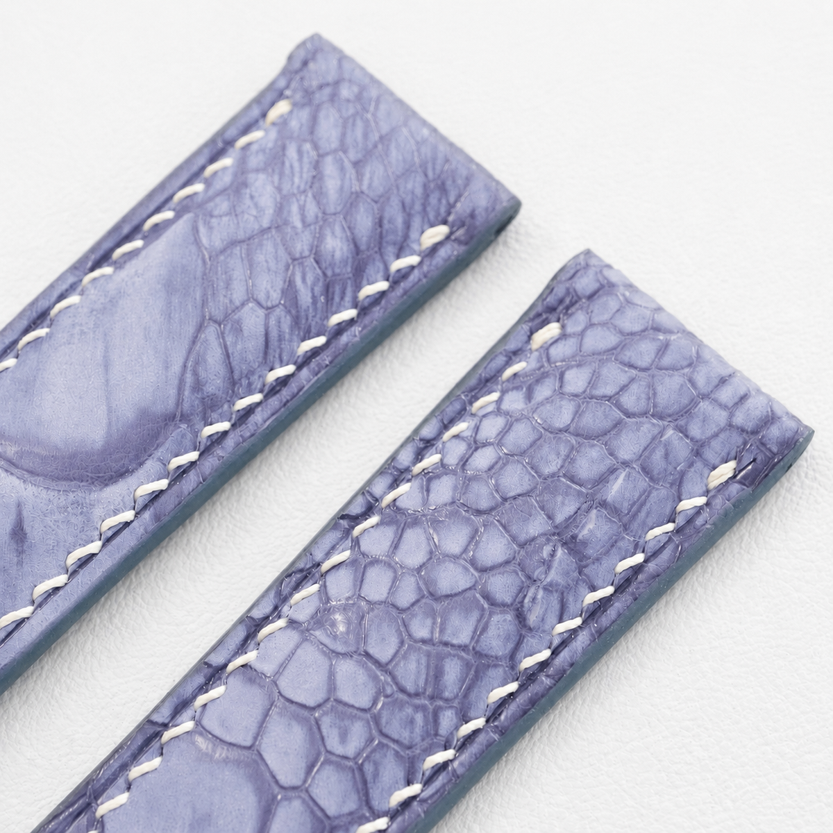 Periwinkle Blue Ostrich Leather Watch Strap - Handmade