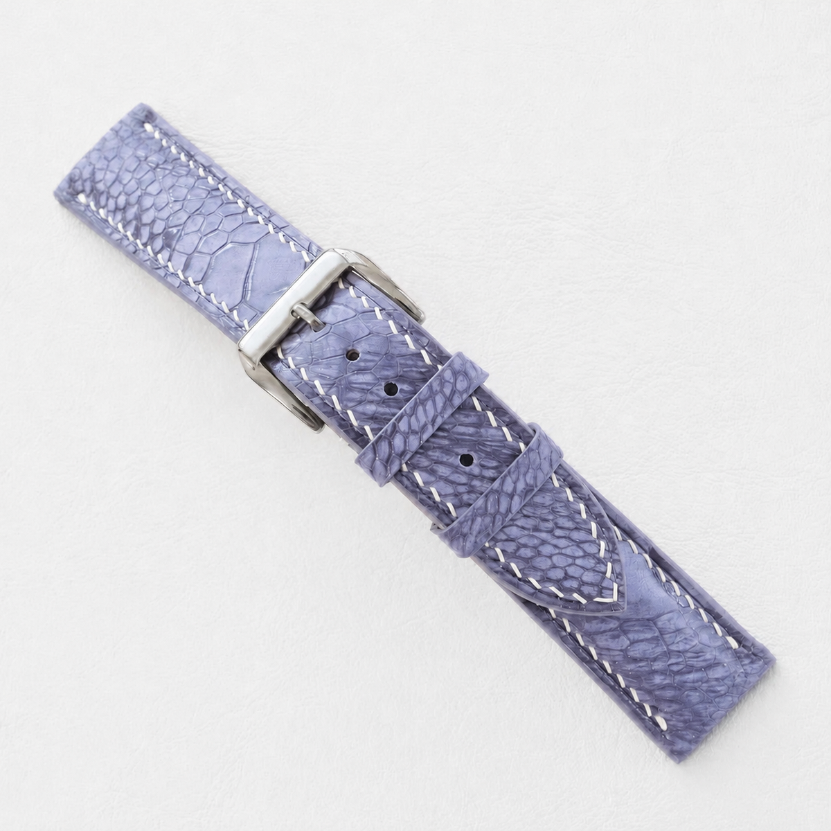 Periwinkle Blue Ostrich Leather Watch Strap - Handmade