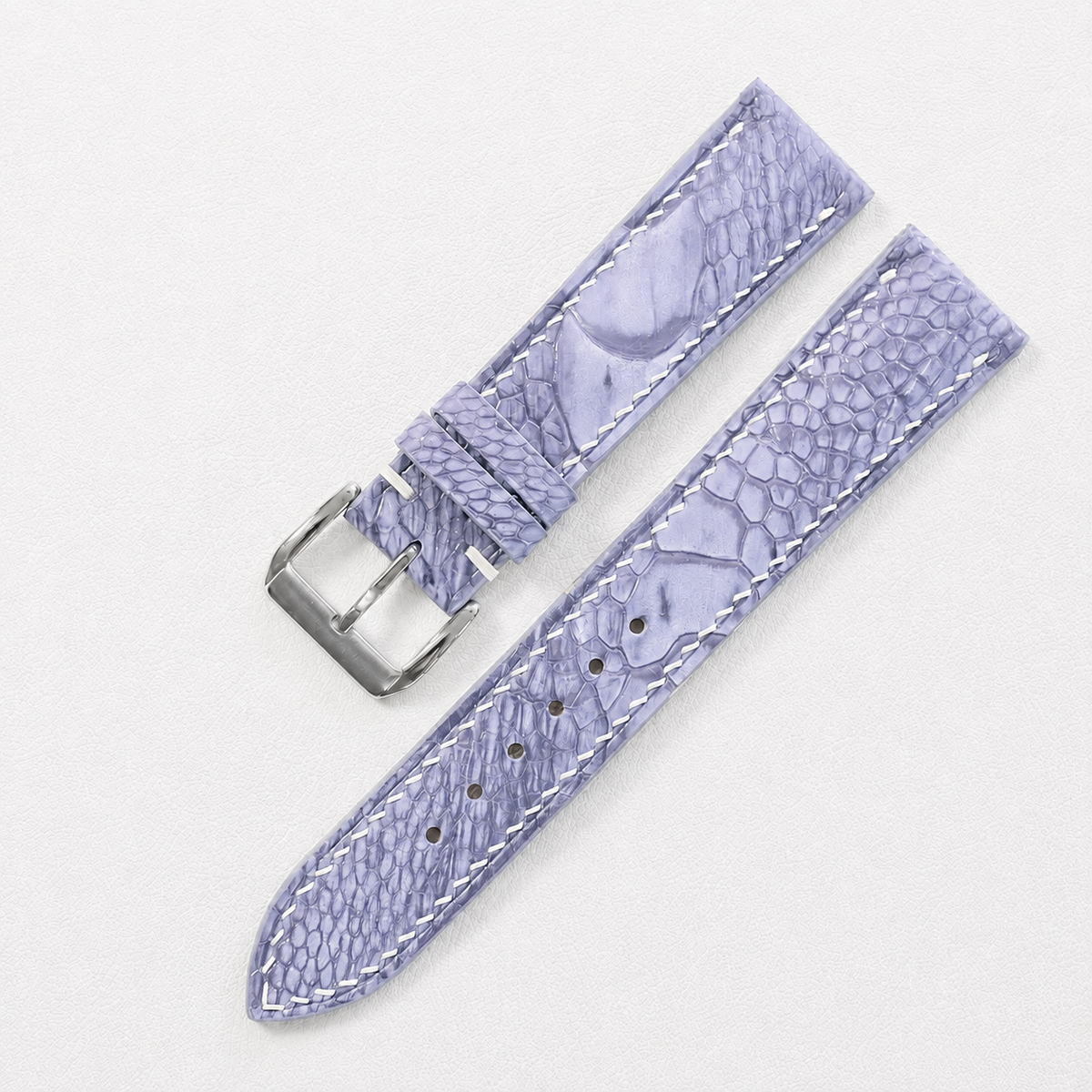 Periwinkle Blue Ostrich Leather Watch Strap - Handmade