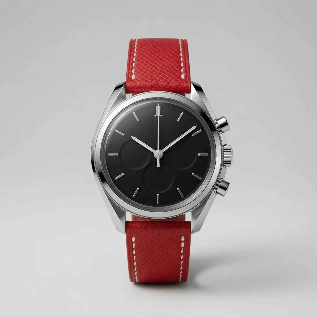 Red Epsom Leather Watch Strap - Handmade