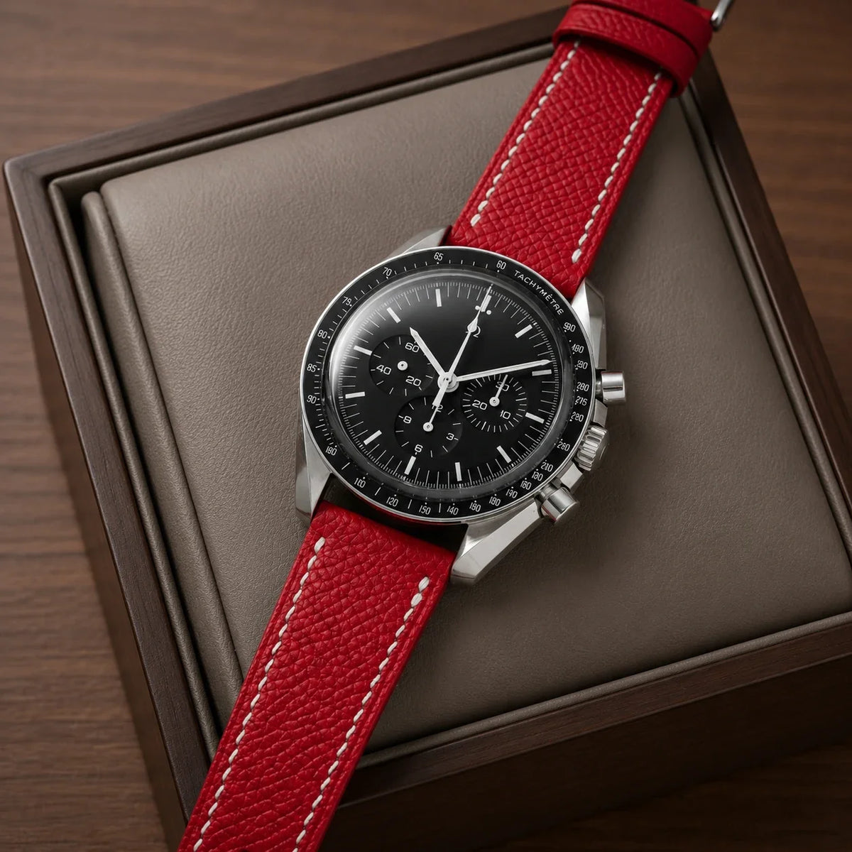 Red Epsom Leather Watch Strap - Handmade