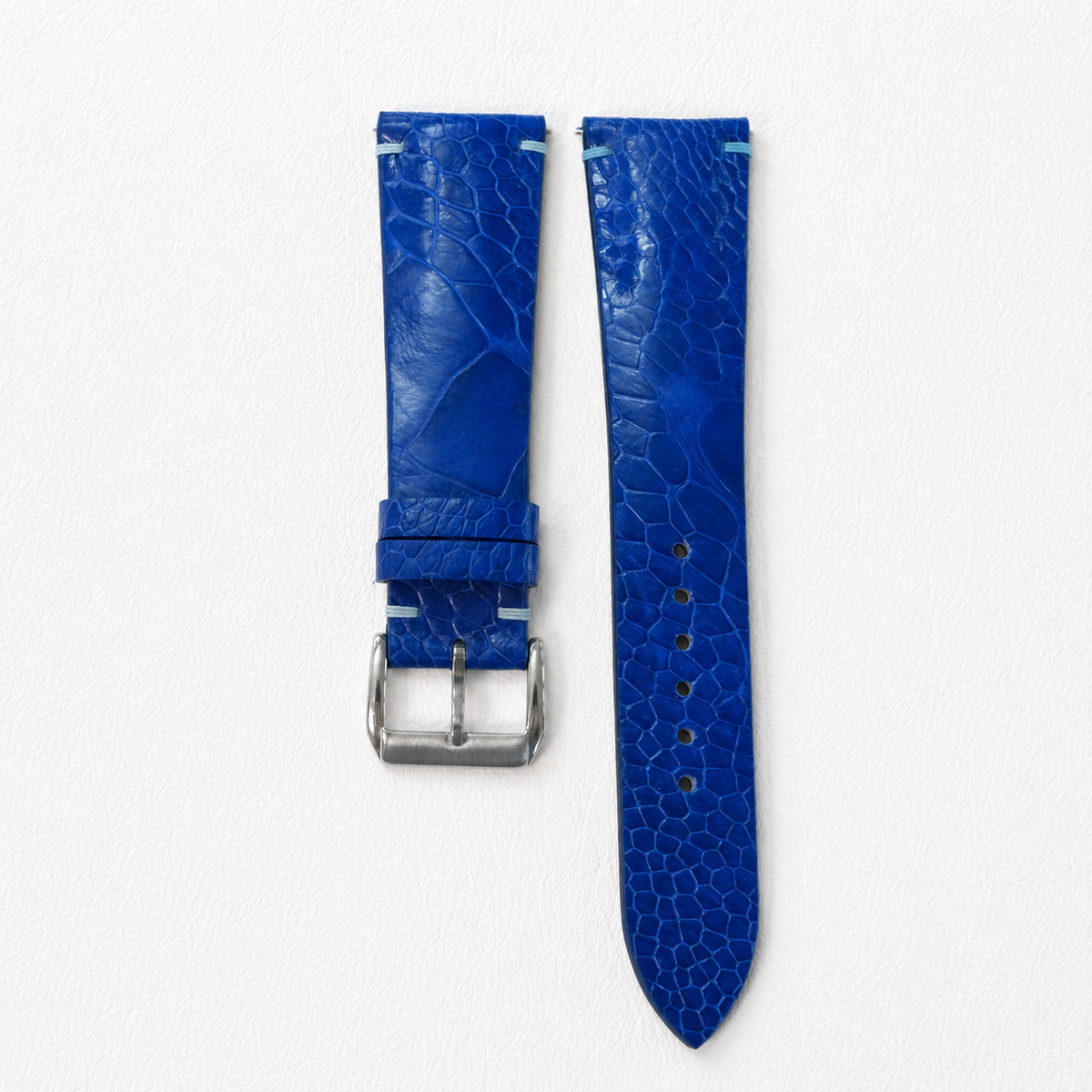 Royal Blue Ostrich Leather Watch Strap - Handmade