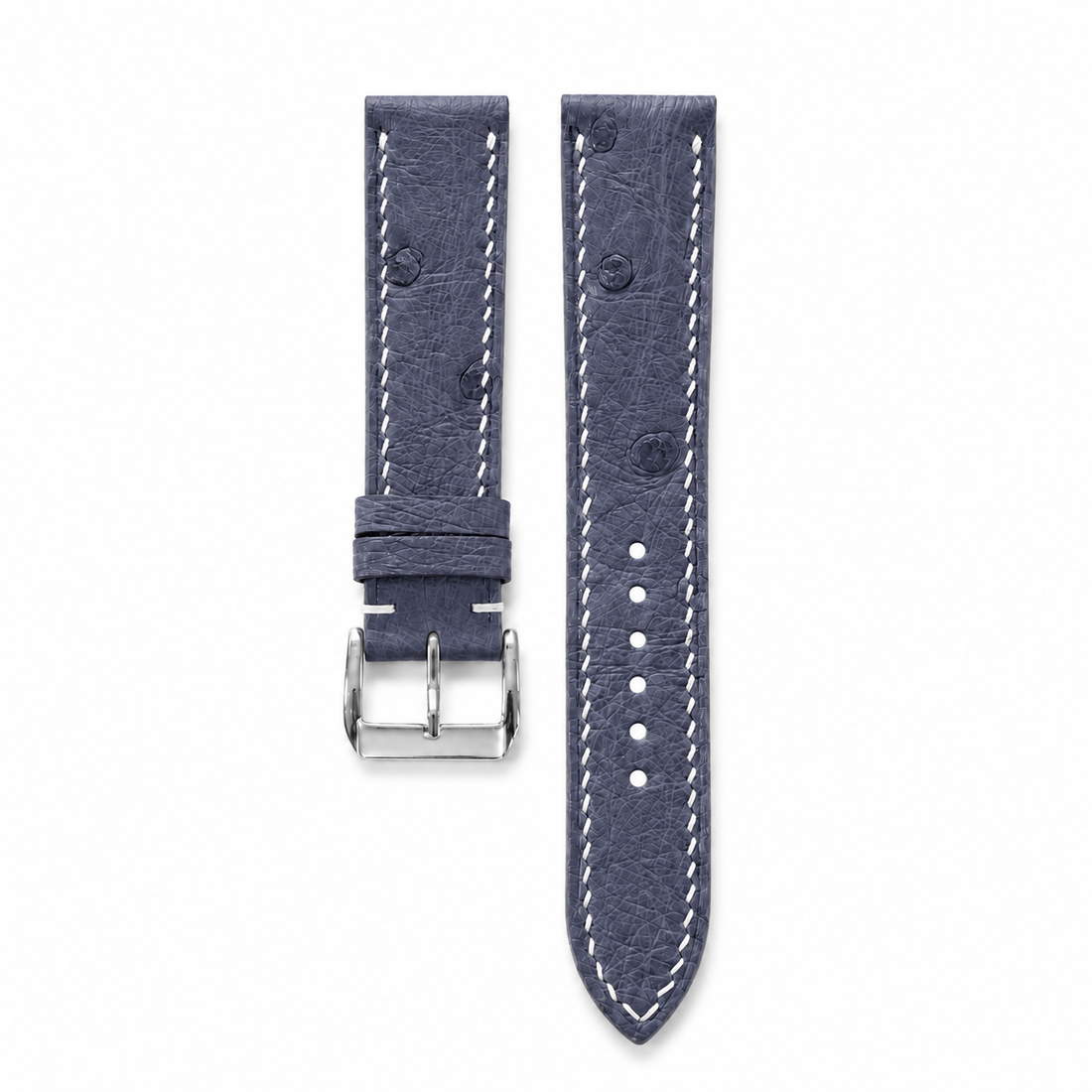 Slate Blue Ostrich Leather Watch Strap - Handmade