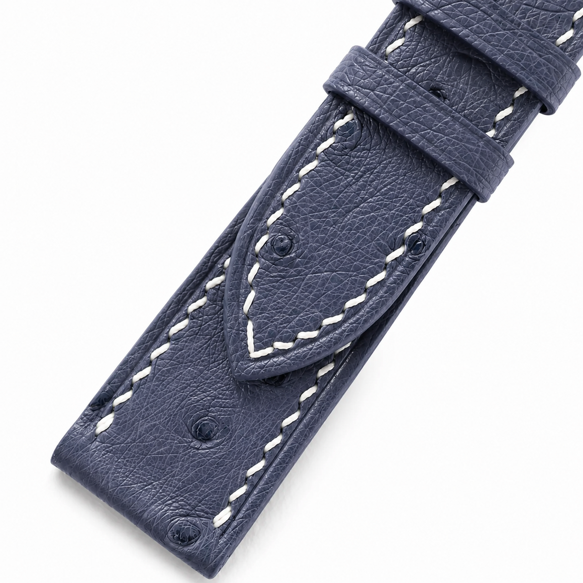 Slate Blue Ostrich Leather Watch Strap - Handmade