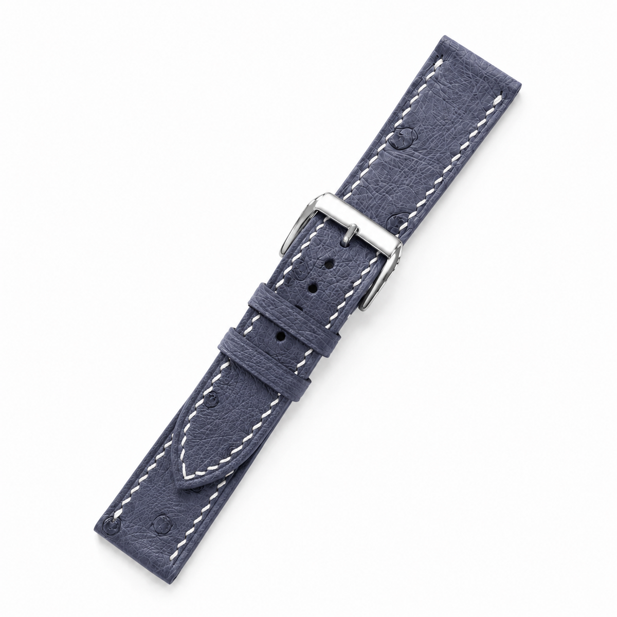 Slate Blue Ostrich Leather Watch Strap - Handmade