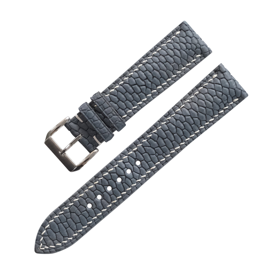 Storm Gray Beaver Tail Leather Watch Strap - Handmade