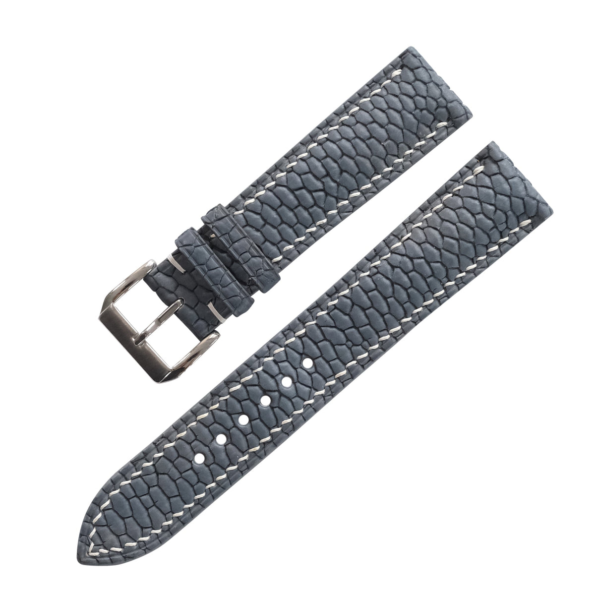 Storm Gray Beaver Tail Leather Watch Strap - Handmade