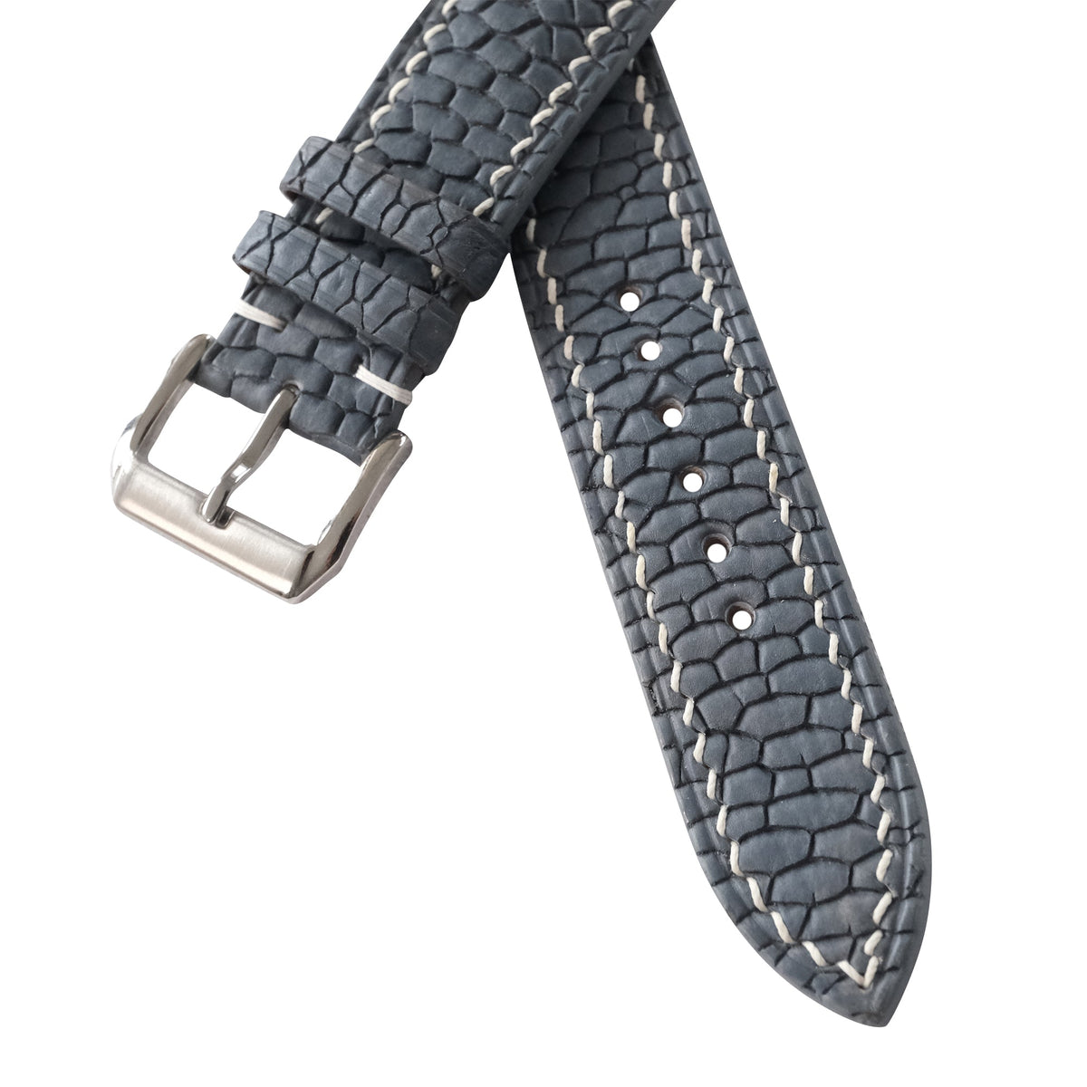 Storm Gray Beaver Tail Leather Watch Strap - Handmade