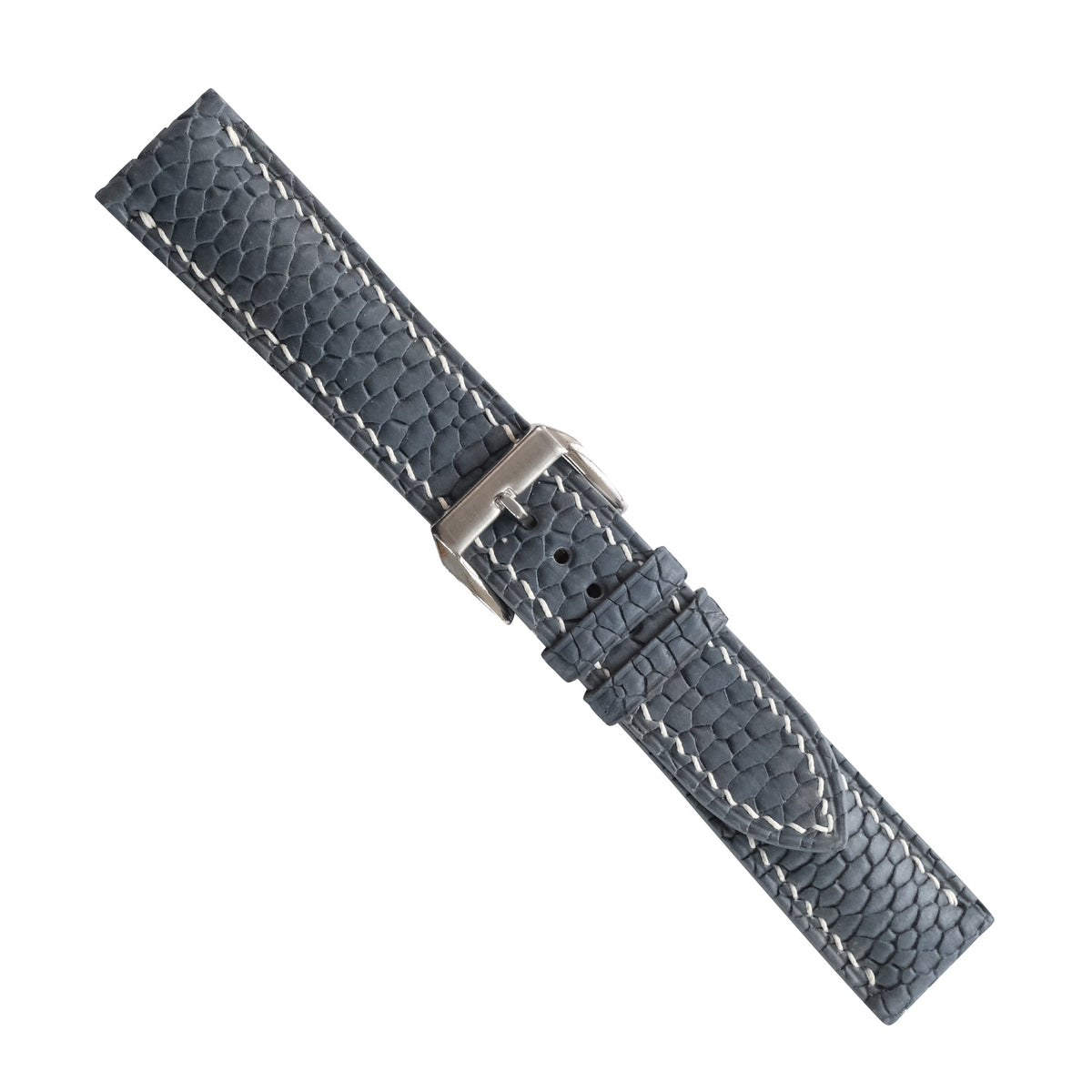 Storm Gray Beaver Tail Leather Watch Strap - Handmade