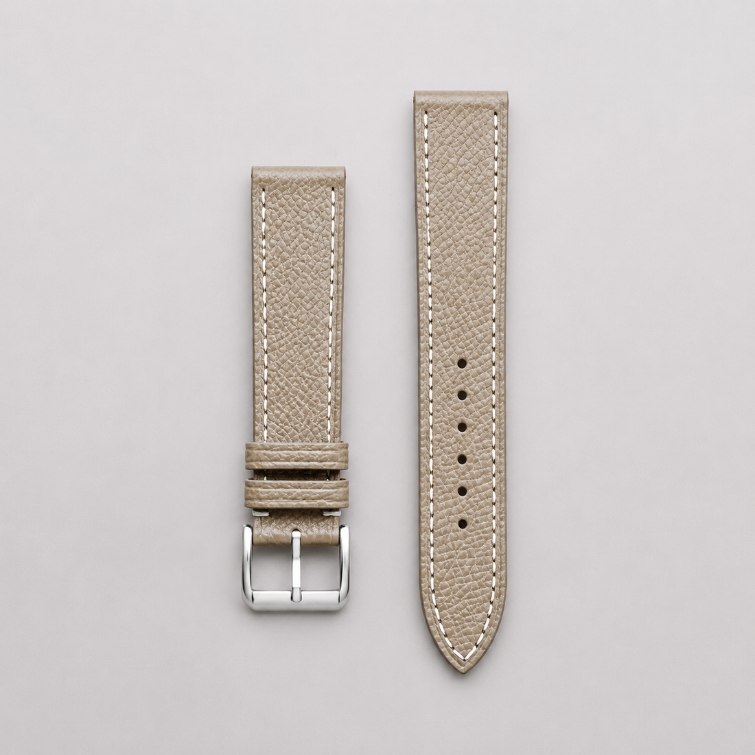 Taupe Epsom Leather Watch Strap - Handmade Quick Release Band