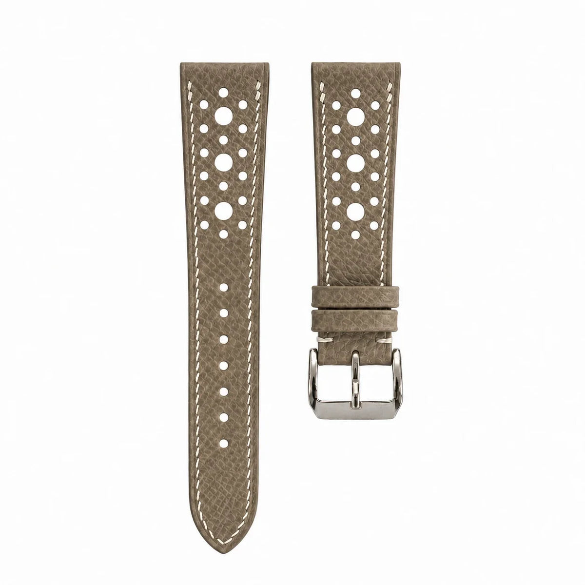 Taupe Large Racing Epsom Leather Watch Strap - Handmade