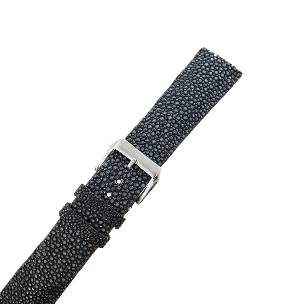 Black Stingray Leather Watch Strap - Handmade