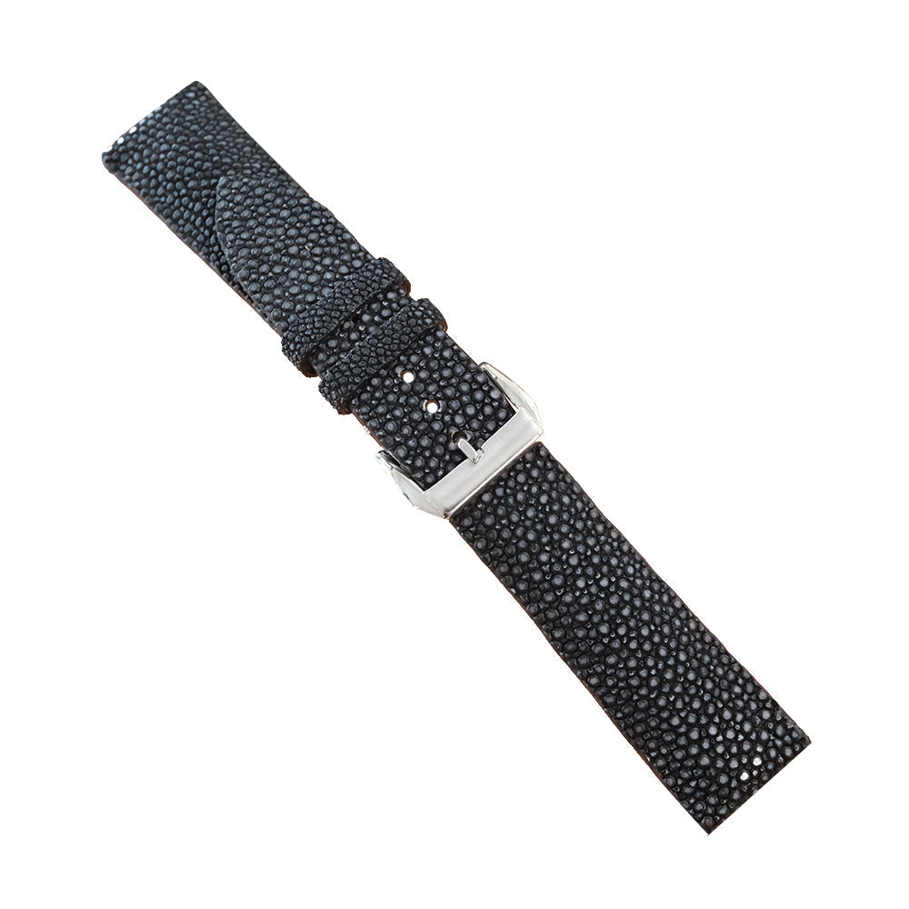 Black Stingray Leather Watch Strap - Handmade