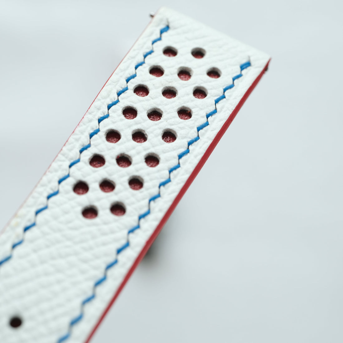 White And Red Epsom Leather Watch Strap - Handmade