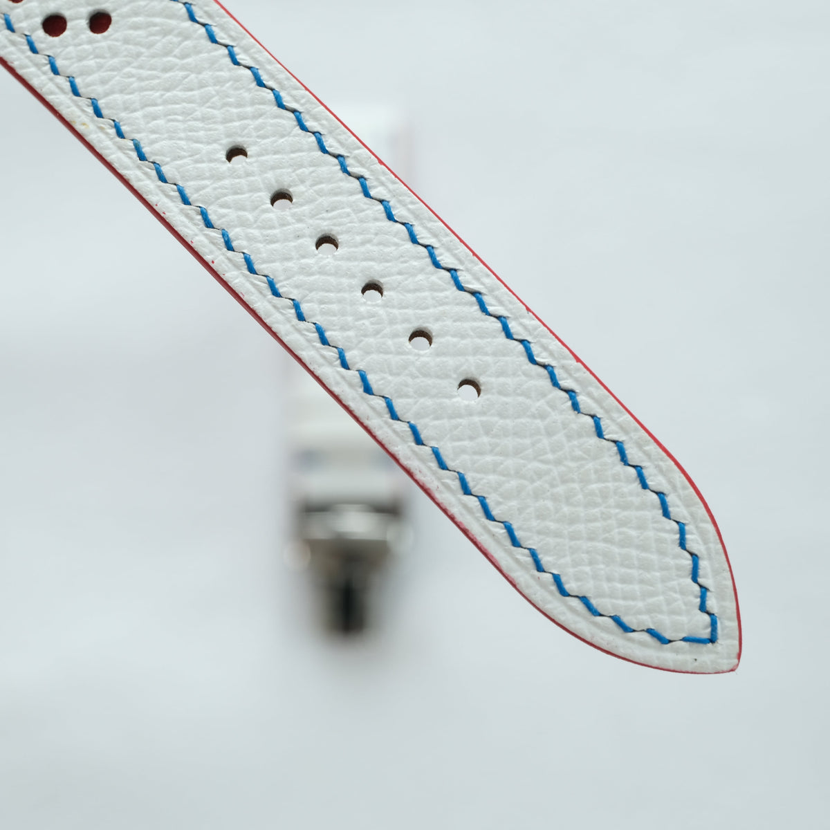 White And Red Epsom Leather Watch Strap - Handmade
